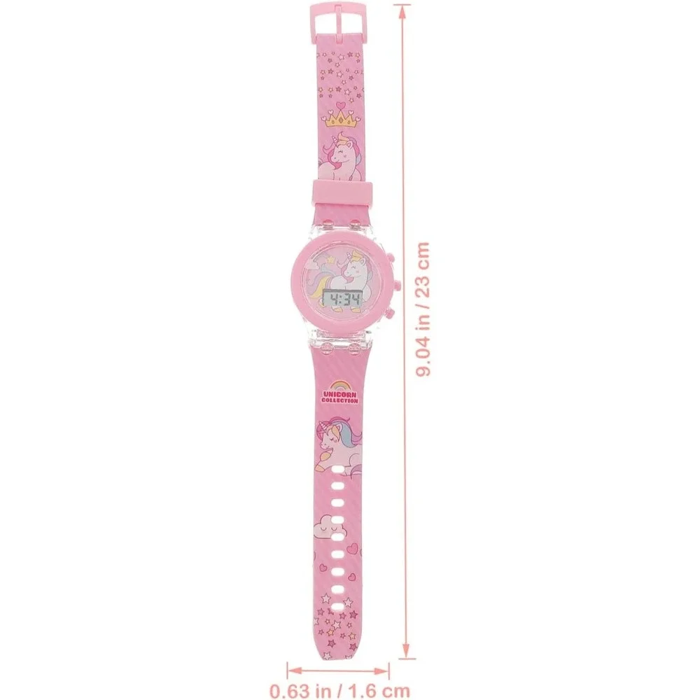 Watch Girls Unicorn‎  Pink 3D Glow Silicone Watch and Rainbow Beads